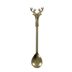 Bronzová antik kovová lžička s jelenem Deer - 14cm