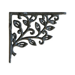 Černá antik litinová policová konzole Listy - 14*2*12 cm