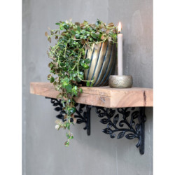 Černá antik litinová policová konzole Listy - 14*2*12 cm