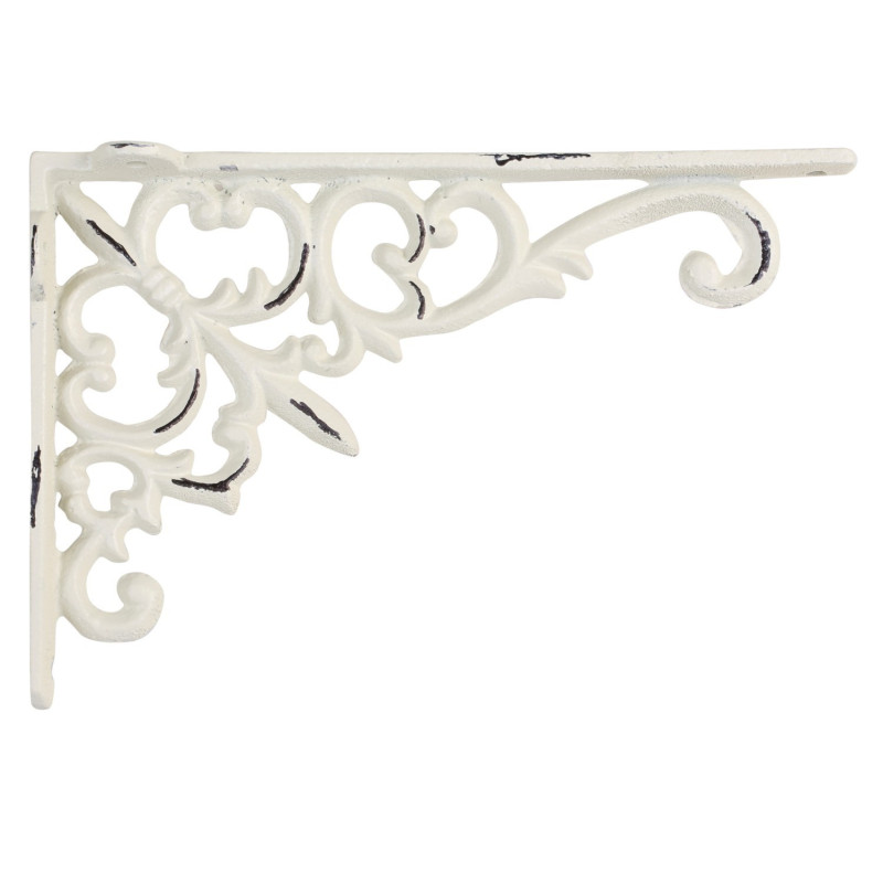 Krémová antik litinová policová konzole Ornament - 18*3,5*12 cm