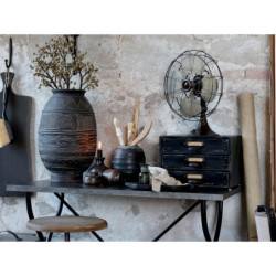 Černá antik malá kovová komoda se šuplíčky Factory - 31*23*22cm