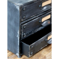 Černá antik malá kovová komoda se šuplíčky Factory - 31*23*22cm