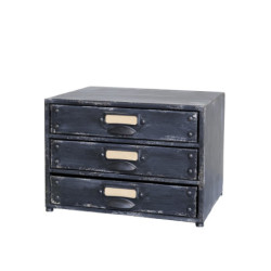 Černá antik malá kovová komoda se šuplíčky Factory - 31*23*22cm