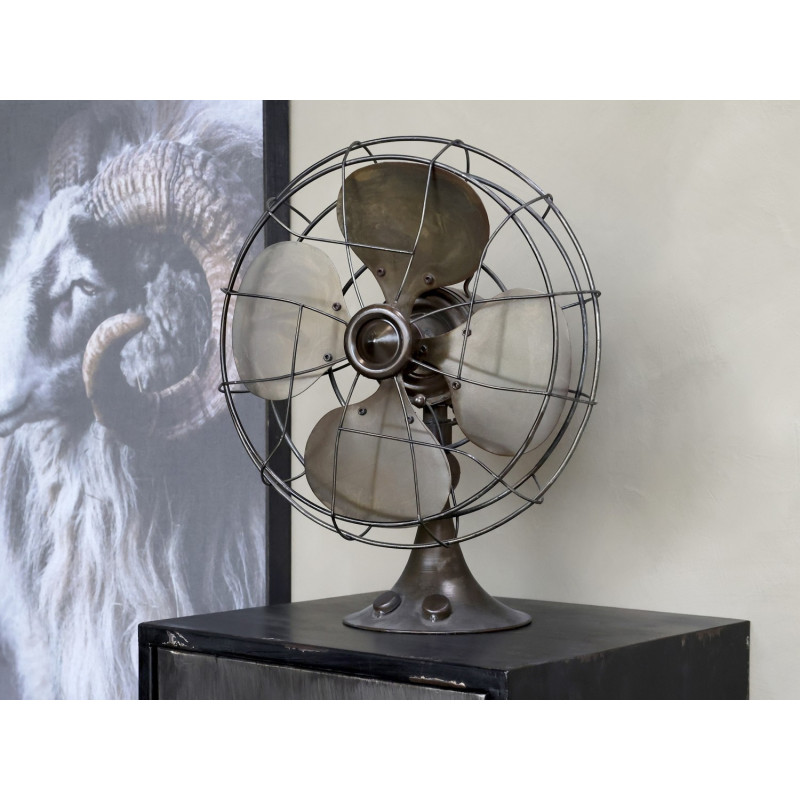 Mosazný dekorativní retro ventilátor na podstavci Factory - 31*21*37cm