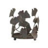 Mosazno-zelený antik kovový svícen Ginkgo - Ø 7,5*11cm