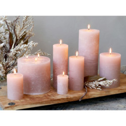 Růžová široká svíčka Macon Rustic rose - Ø 7*10cm/ 40h