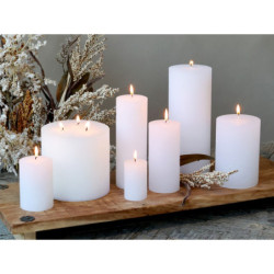 Bílá široká svíčka Macon Rustic white - Ø 7*10cm/ 40h