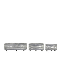 Set 3ks zinkový antik kovový svícen Lace - Ø 8*5/ Ø 10*5/ Ø 15*5 cm