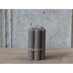 Šedá lněná úzká krátká svíčka Short dinner linen - Ø 2 *11cm / 4.5h