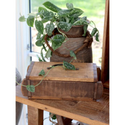 Dřevěná přírodní retro bedýnka s víkem Grimaud Brick old - 30*14*10 cm