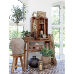 Dřevěná přírodní retro bedýnka s víkem Grimaud Brick old - 30*14*10 cm