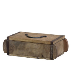Dřevěná přírodní retro bedýnka s víkem Grimaud Brick old - 30*14*10 cm