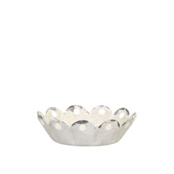 Krémový antik kovový svícen Lace edge - Ø 9*3cm