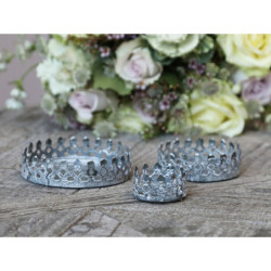 Set 3ks zinkový antik kovový svícen Lace Crown - Ø 4,5*2,5 / Ø 8*3/ Ø 10*3cm
