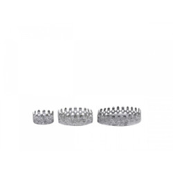 Set 3ks zinkový antik kovový svícen Lace Crown - Ø 4,5*2,5 / Ø 8*3/ Ø 10*3cm