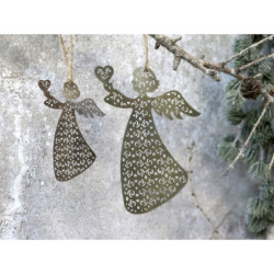 Vánoční kovová závěsná dekorace anděl Angel - 7*10 cm