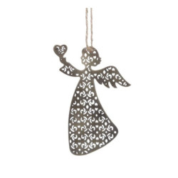 Vánoční kovová závěsná dekorace anděl Angel - 7*10 cm
