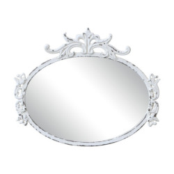Krémové antik oválné nástěnné zrcadlo s ornamenty Marionet - 35*2*29 cm