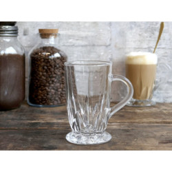 Sklenička ze silnějšího skla s ouškem a dekorem Diamond cut - Ø7*12 cm / 295ml
