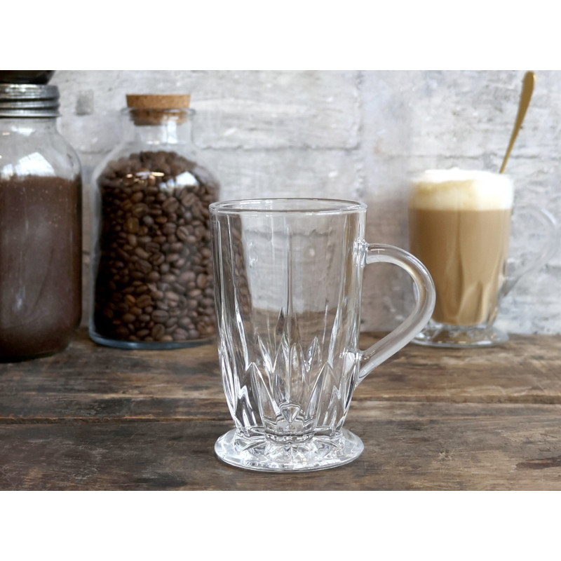 Sklenička ze silnějšího skla s ouškem a dekorem Diamond cut - Ø7*12 cm / 295ml