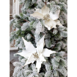Bílá vánoční ozdoba květina hvězda Poinsettia na klipu - 25*6 cm