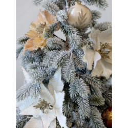 Bílá vánoční ozdoba květina hvězda Poinsettia na klipu - 25*6 cm
