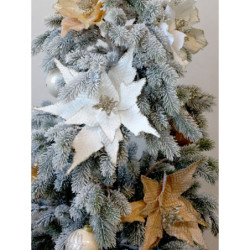 Jantarová vánoční ozdoba květina hvězda Poinsettia  na klipu - 25*6 cm