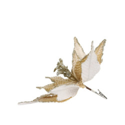 Jantarová vánoční ozdoba květina hvězda Poinsettia  na klipu - 25*6 cm
