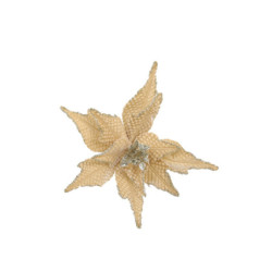 Jantarová vánoční ozdoba květina hvězda Poinsettia  na klipu - 25*6 cm