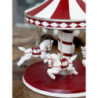 Červeno-bílá vánoční dekorace kolotoč s koníky Vintage Carousel - Ø 14*17 cm