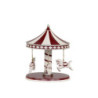 Červeno-bílá vánoční dekorace kolotoč s koníky Vintage Carousel - Ø 14*17 cm
