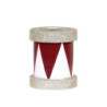 Červeno-bílý antik dřevěný svícen s glitry - 6*7cm