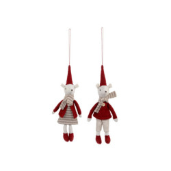 2ks závěsná vánoční ozdoba myška Julius & Juliane - 23 cm