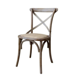 Přírodní dřevěná židle s ratanovým výpletem Old French chair - 45*40*88 cm