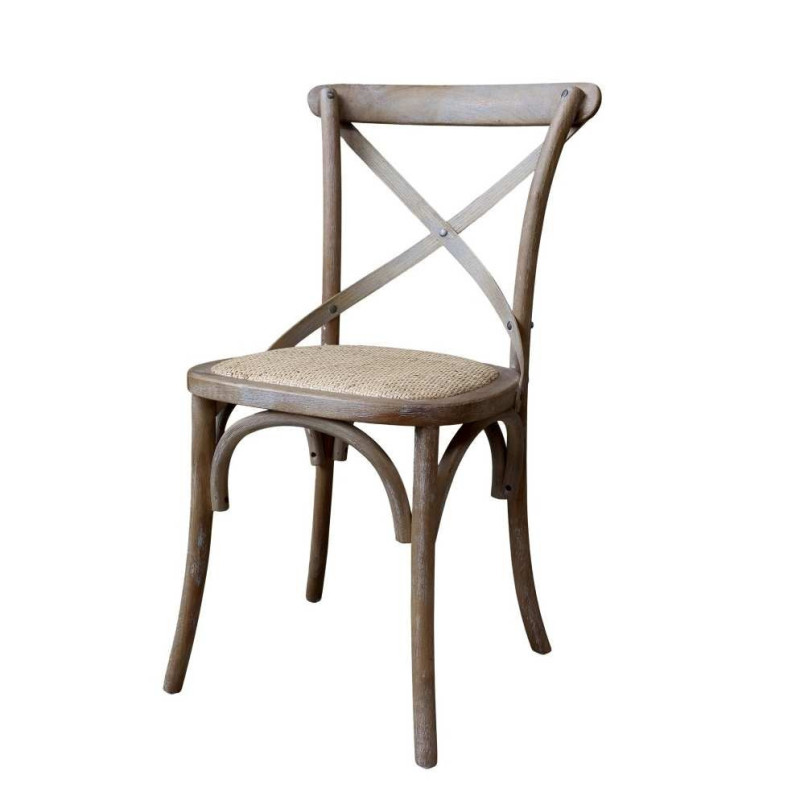 Přírodní dřevěná židle s ratanovým výpletem Old French chair - 45*40*88 cm
