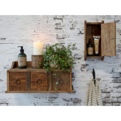 Retro nástěnná dřěvěná skříňka s dvířky Grimaud Brick - 15*9*32 cm