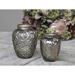 Champagne antik skleněná dekorační váza / svícen Viria - Ø 8*10 cm