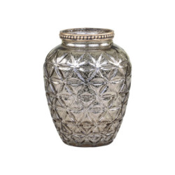 Champagne antik skleněná dekorační váza / svícen Viria - Ø 8*10 cm