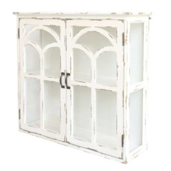 Krémová antik nástěnná dřevěná skříňka s dvířky Old Satin - 70*20*62 cm