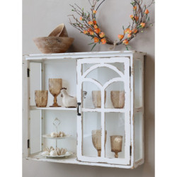 Krémová antik nástěnná dřevěná skříňka s dvířky Old Satin - 70*20*62 cm