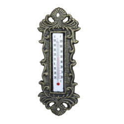 Bronzový antik litinový teploměr s ornamenty Brasso - 10*25 cm