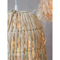 Přírodní závěsné světlo s lýkovým stínidlem Raffia - Ø 28*32cm/ E27/ 40W