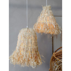Přírodní závěsné světlo s lýkovým stínidlem Raffia - Ø 30*26 cm/ E27/ 40W