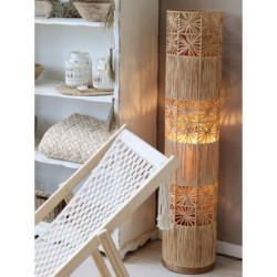 Přírodní stojací lampa s lýkovým stínidlem Raffia - Ø 28*127 cm/ E27