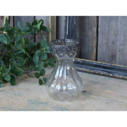 Skleněná dekorační váza s kovovým zdobením Hyacinth -  Ø 9*15cm