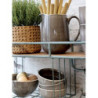 Opálová antik kovová nástěnná polička s háčky Old Shelf - 58*18*24 cm
