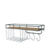 Opálová antik kovová nástěnná polička s háčky Old Shelf - 58*18*24 cm