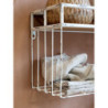 Bílá antik kovová nástěnná polička s háčky Old Shelf - 58*18*24 cm