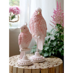 Růžová dekorace papoušek na podstavci Parroté  - 10*11*28 cm