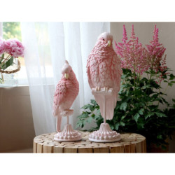 Růžová dekorace papoušek na podstavci Parroté  - 12*12*37 cm
